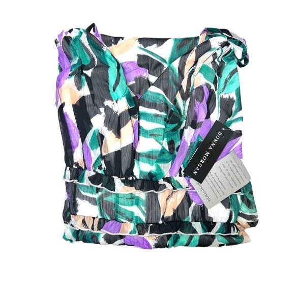 Donna Morgan Womens Green Purple Floral Sleeveless Strappy Maxi Dress Sz 16 New - Picture 5 of 10